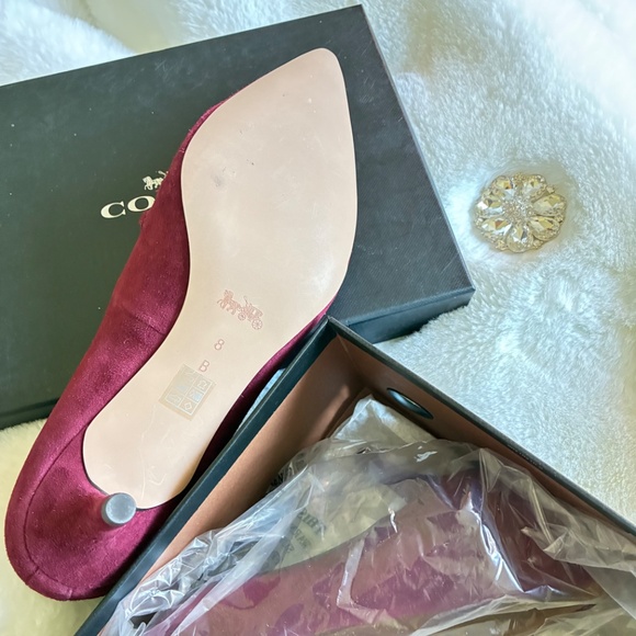Coach Burgundy Suede Heels - Picture 3 of 5